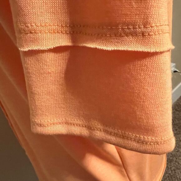 Hopely popover top orange knit raw seaming short sleeve loose fit tunic tee Sz M - Picture 6 of 9